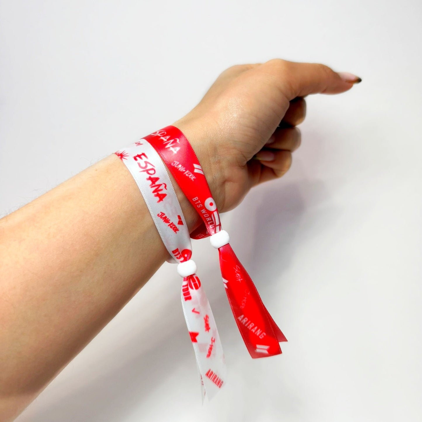 Bracelets made by BTS fans for the 2026 world tour